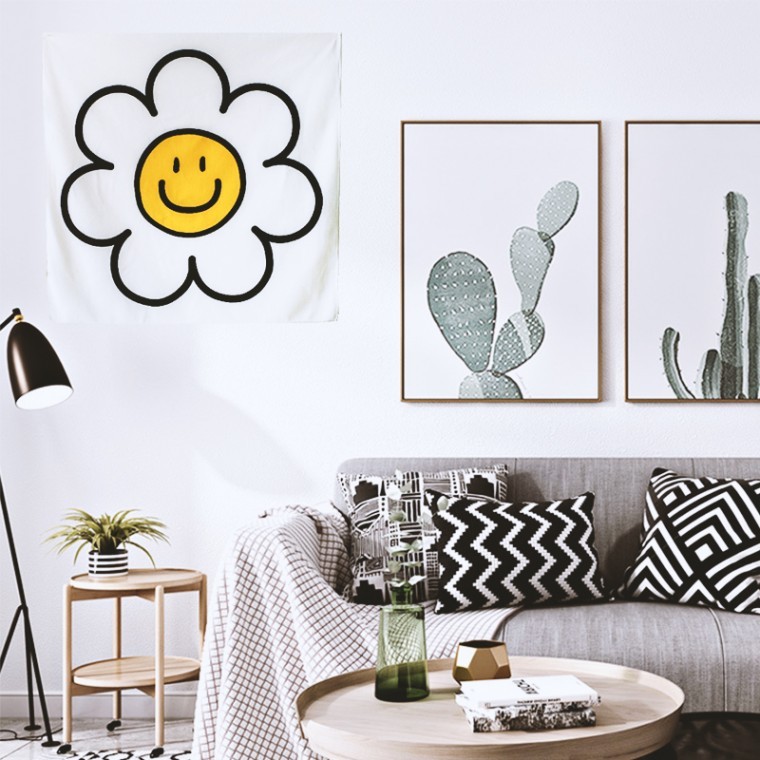 지니몰 DD-11830 벽 플라워 천 가리개 패브릭 스마일 포스터