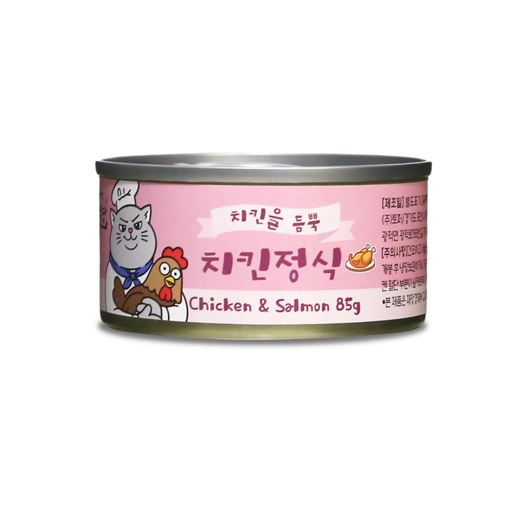 냥냥식당 치킨정식 고양이캔 치킨+살몬, 85g, 1개 - 상품 이미지