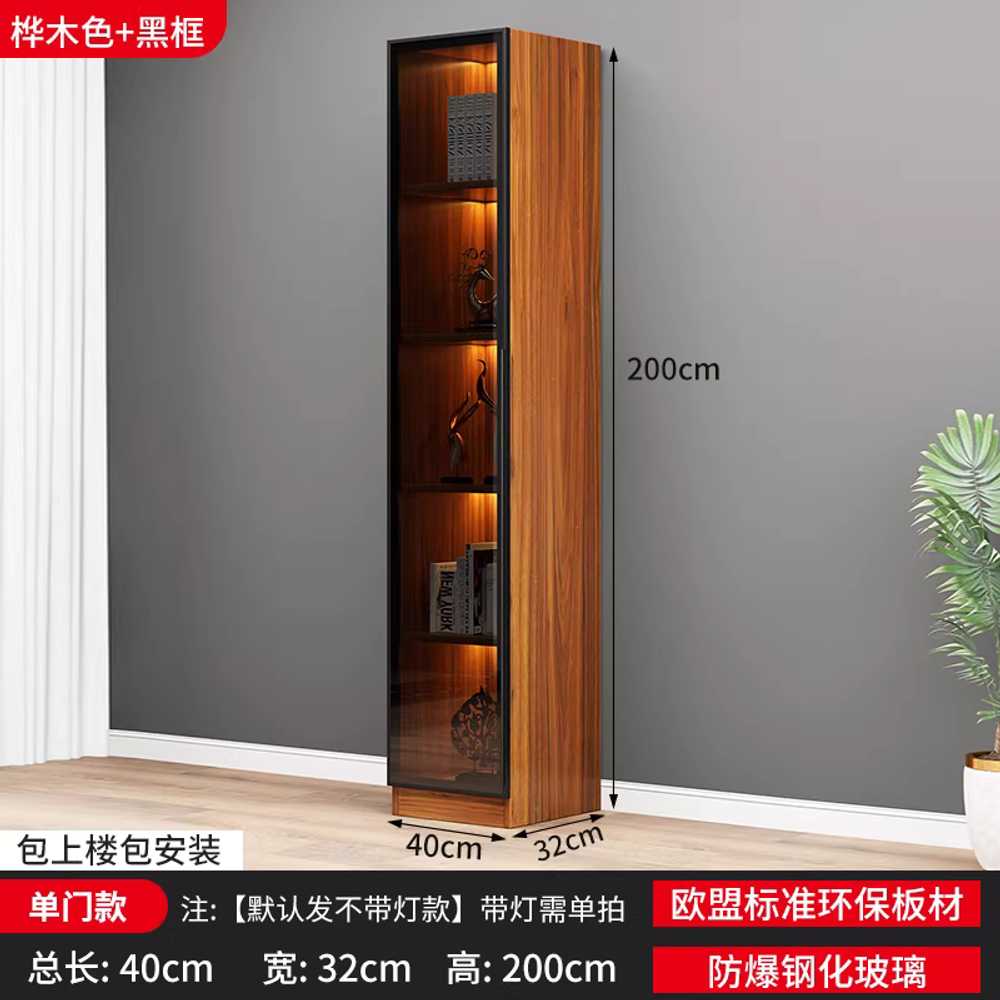 가방진열장 반투명 장식장 침실 드레스룸 쇼케이스 40x200cm 그레이 1도어 - 상세 이미지 4
