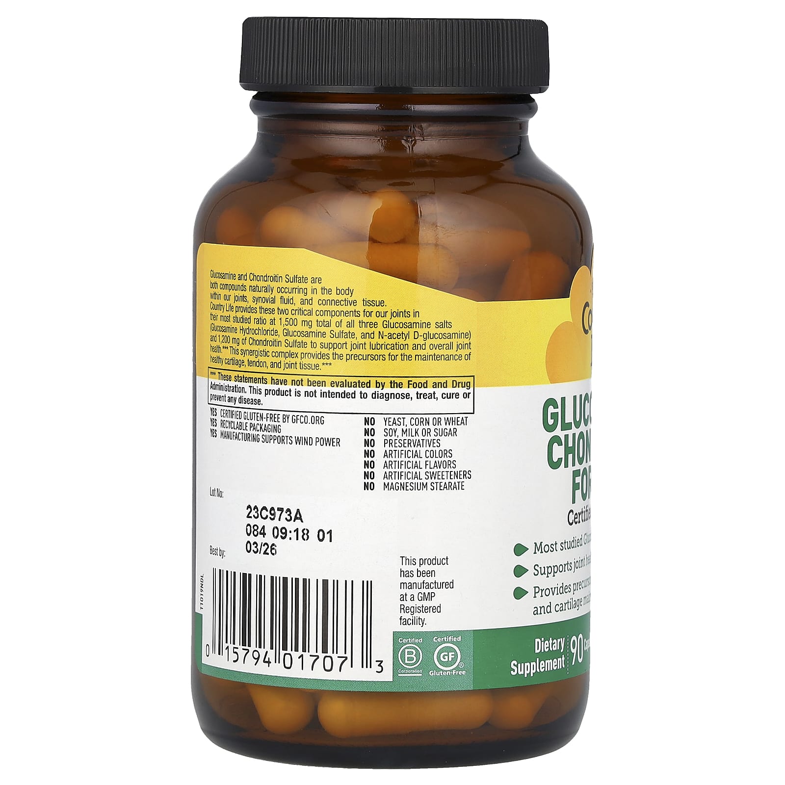컨트리라이프 글루코사민 콘드로이친 1000mg 아세틸 콘드로이틴 90캡슐, 2개 - 상세 이미지 5