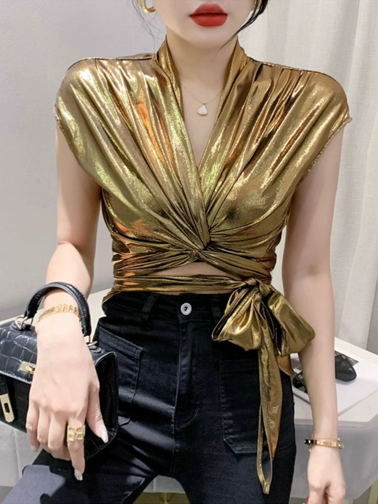 라인댄스복 브이넥 랩 상의 스트랩 댄스복 - 상품 이미지