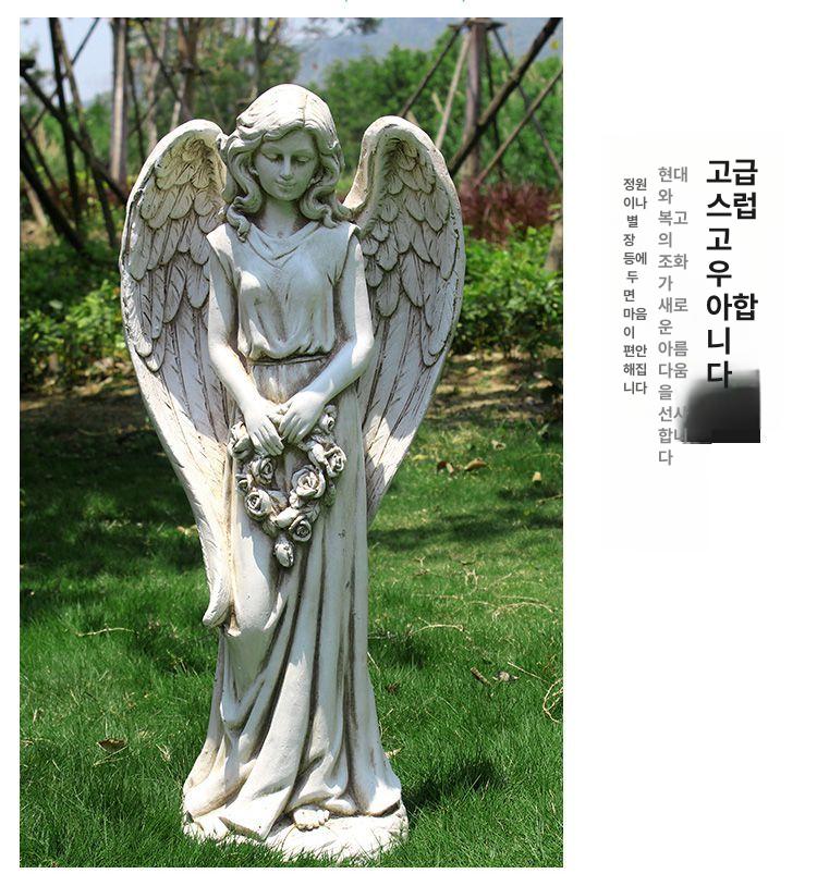 빈티지 대형 화분 발코니 야외 장식 정원 더블 천사 로마 기둥 68cm - 상세 이미지 4