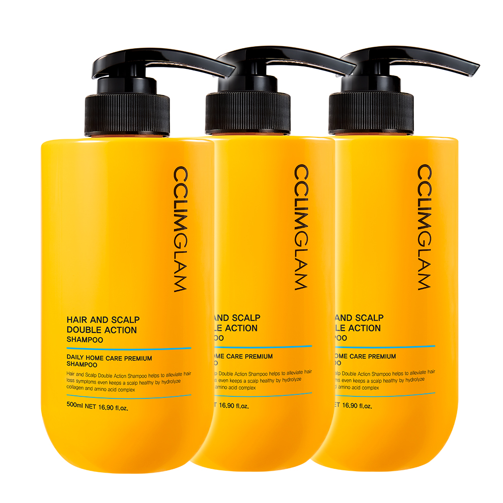 끌림글램 더블액션 설페이트프리 탈모증상완화 단백질 징크피리치온 샴푸 500ml, 3개 - 상품 이미지
