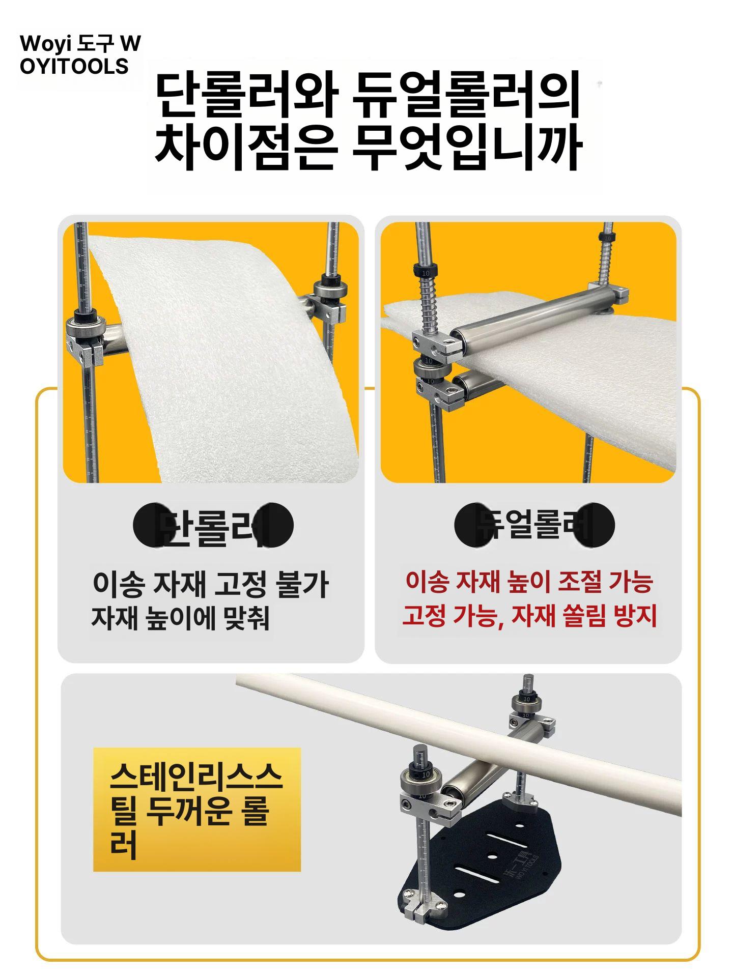 절단기 거치대 그라인더 받침대 배관 절단 높이조절 보조 클래식 롤러 브래킷 15cm 높이 조절 2개 - 상세 이미지 4