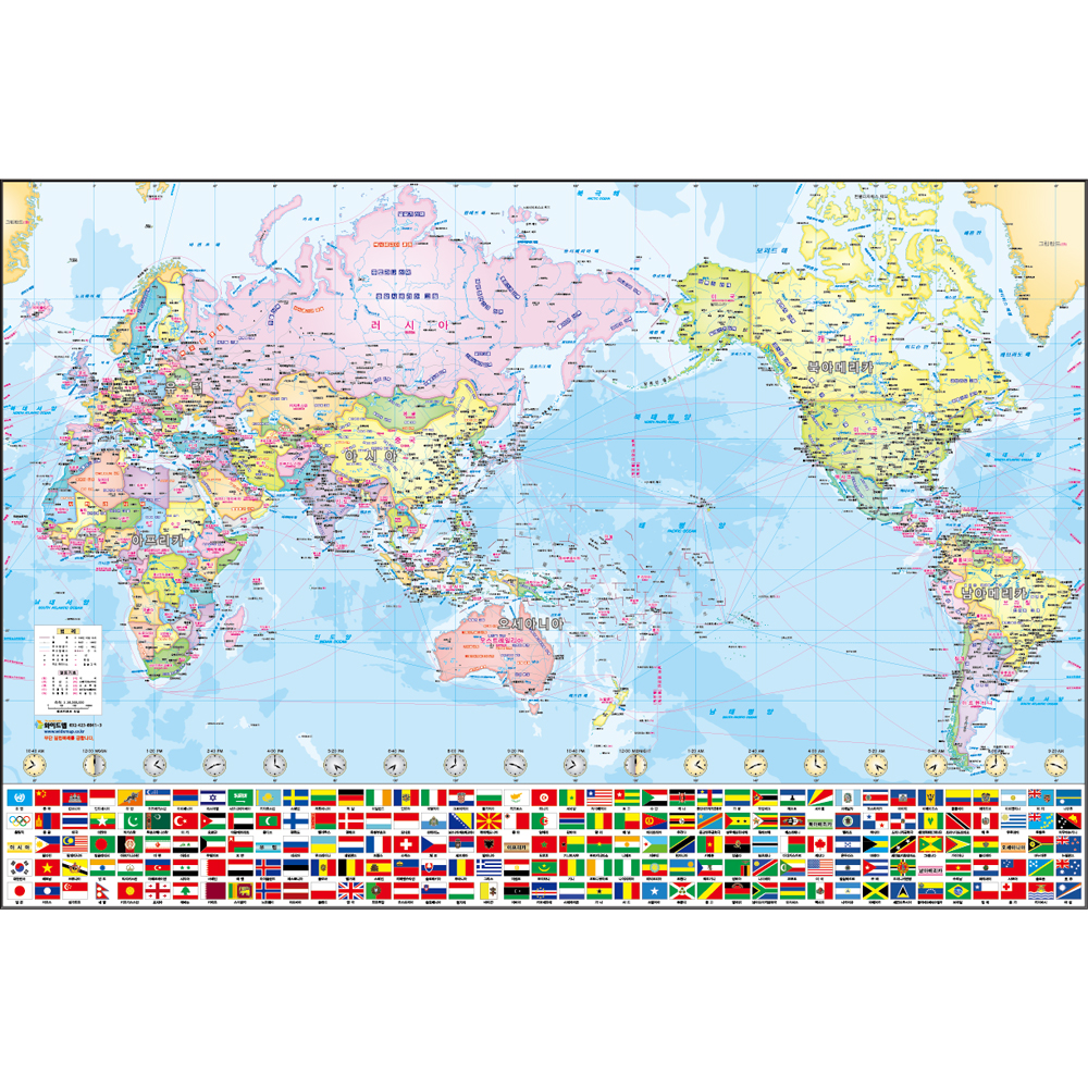 세계지도 100x68cm 국기 표기 대형 인테리어 지도 보기 제품 이미지