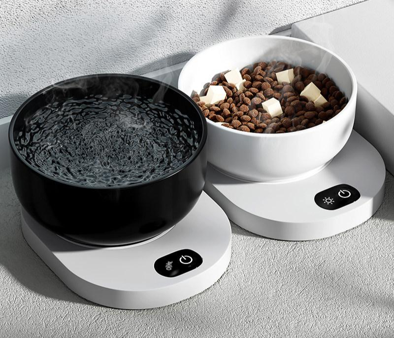 고양이 온열 물그릇 400ML 가열 반려동물 집사 자동 380ml 글레이즈드블랙 세라믹 3단 - 상품 이미지