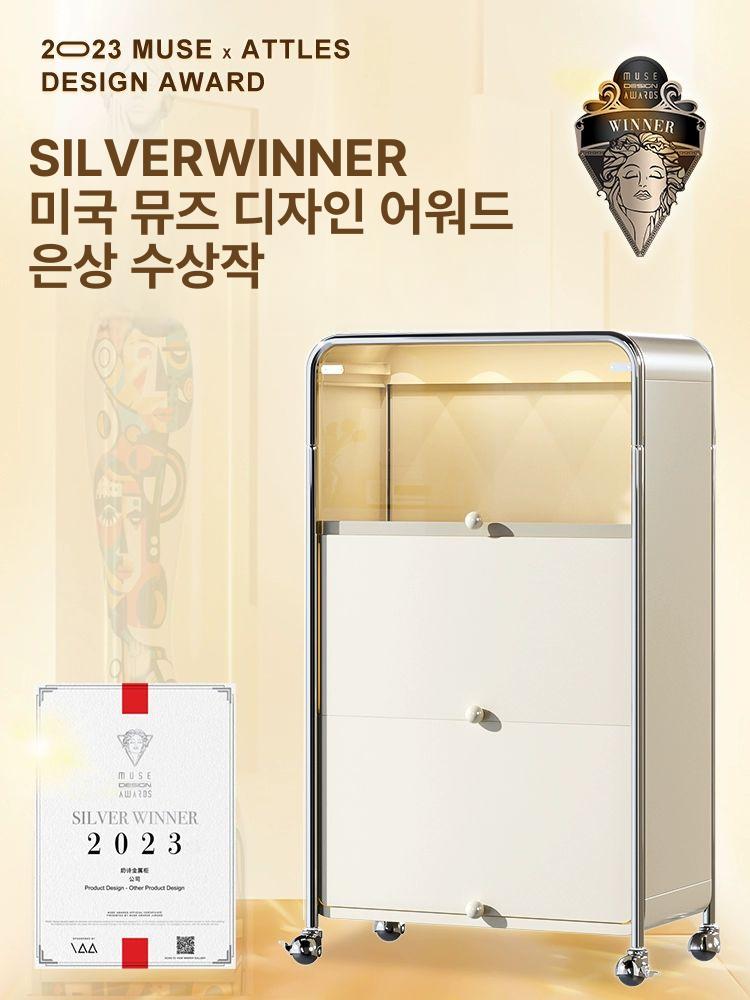 모던 주방 수납장 3층 높이 철제 캐비닛 x 길이 크림화이트 4도어 A - 상세 이미지 2