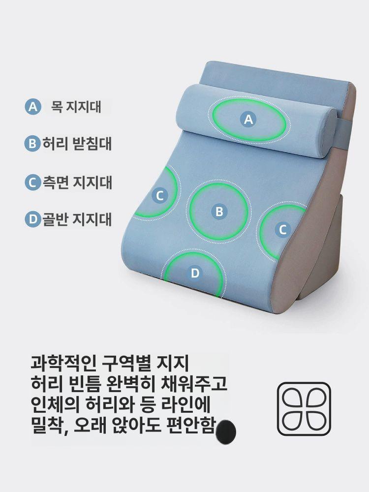 등받이 캐릭터 일체형 학생의자 쇼파 등받이쿠션 예쁜 플래그십 3개 블루그레이 각도 조절 가능 - 상세 이미지 4