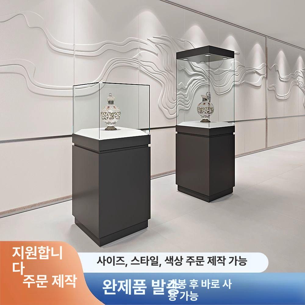 프리미엄 유리 진열장 모던 디스플레이 수집품 보관장 LED 조명 갤러리 블랙 - 상세 이미지 4