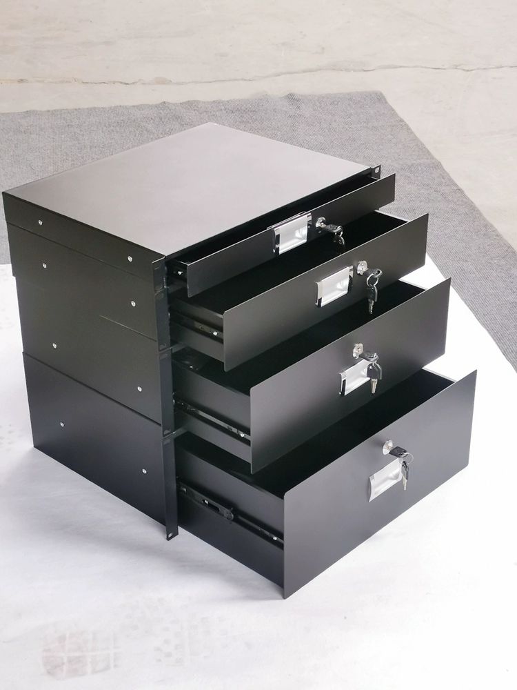 컴퓨터랙 선반 네트워크 허브랙 블랙 2U 서랍 4U 철제 서랍 블랙 350mm - 상세 이미지 4