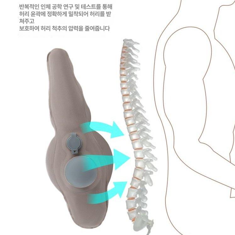 여행용 허리쿠션 비행기 등받이 기내용 파우치 사각형 연그레이 - 상세 이미지 3