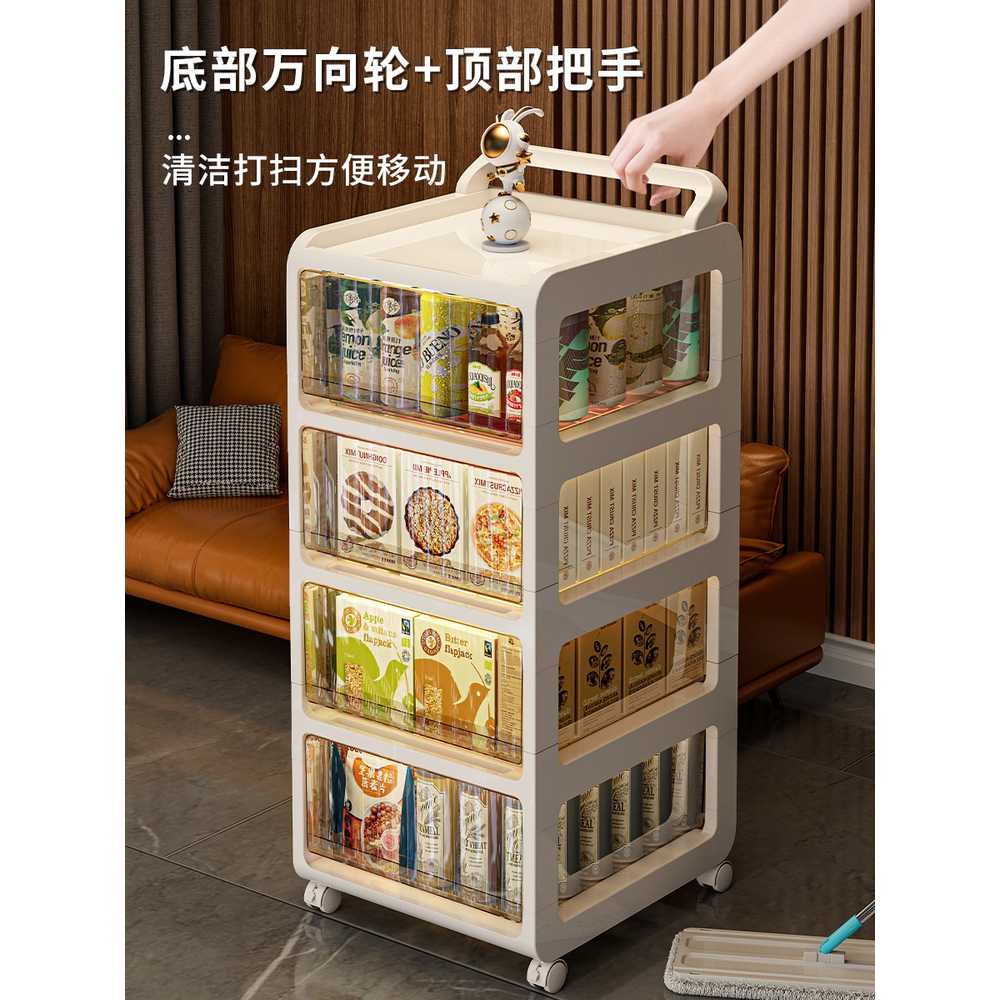 플라스틱 서랍장 투명 바퀴형 다용도 정리함 화이트 41cm/4단 짙은 브라운 패턴 서랍 - 상세 이미지 3