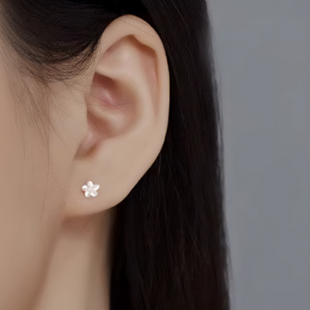 S999 5mm 입체 플라워 순은 스터드 귀걸이 아르제아 이미지 2