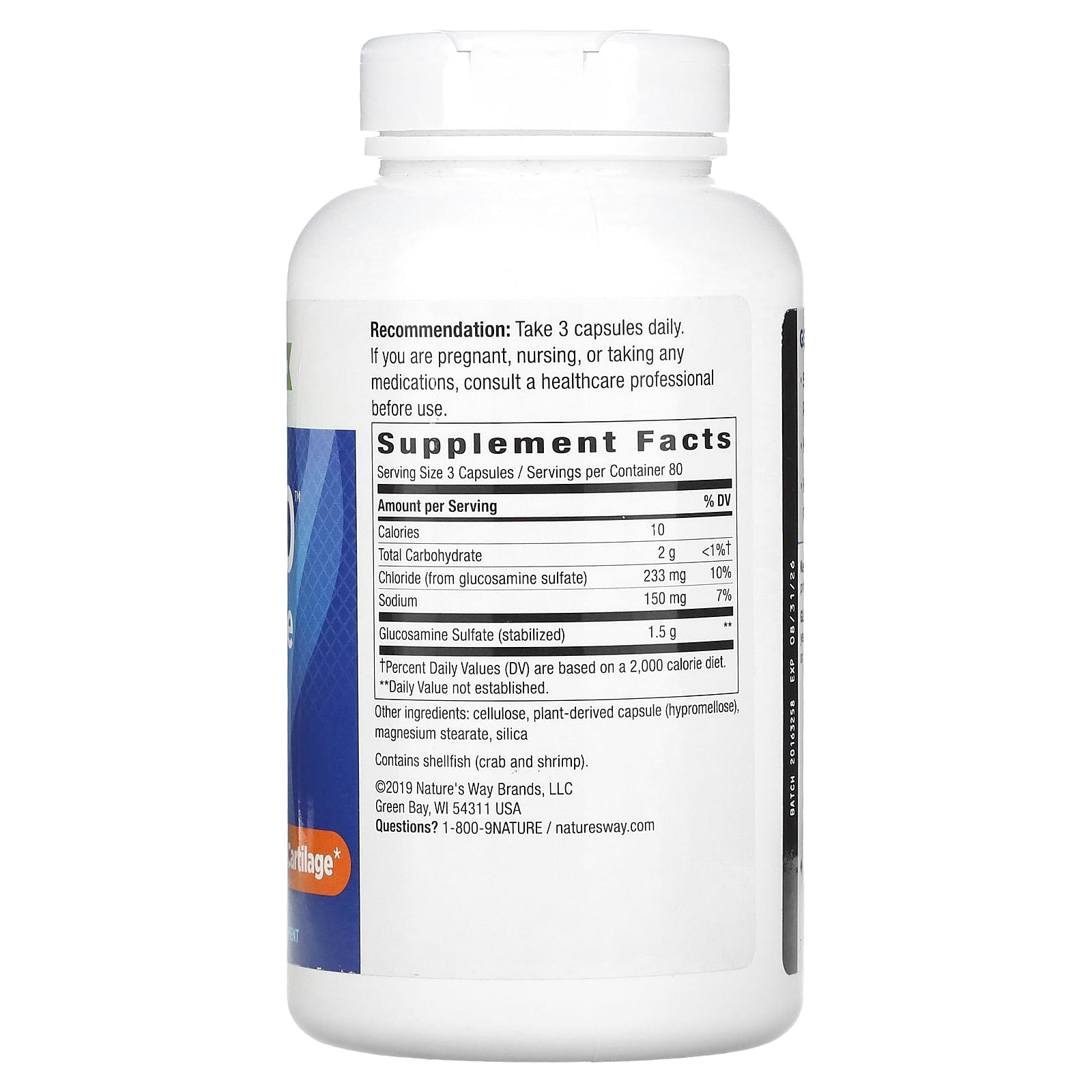 네이쳐스웨이 GS-500 글루코사민 1500mg 240캡슐, 3개 - 상세 이미지 3