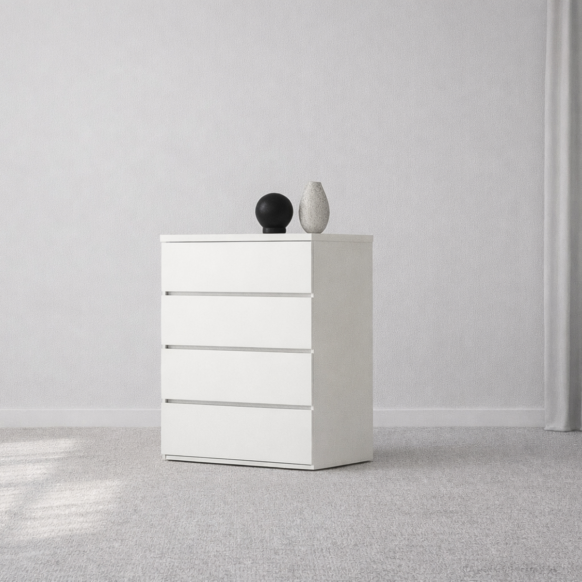 두리앳가구 노엘 속깊은 서랍장 800mm, 4단, 크림화이트 - 상품 이미지
