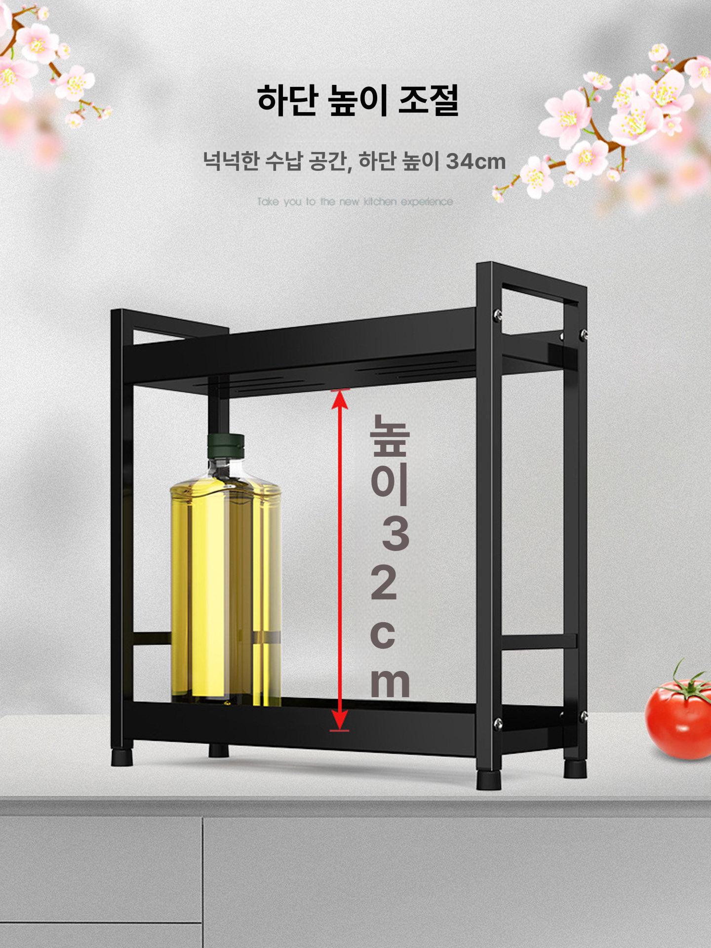 3단 2단 스텐 조미료 선반 양념통 양념장 수납 정리대 2단 50cm B - 상세 이미지 4