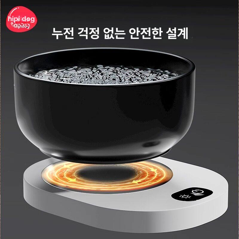 고양이 온열 물그릇 400ML 가열 반려동물 집사 자동 380ml 글레이즈드블랙 세라믹 3단 - 상세 이미지 3