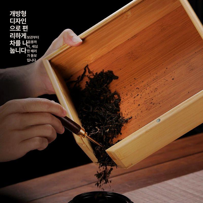 보이차 서랍 차통 상자 티 약재 원목 찻잎 보관 푸얼차 상자 A - 상세 이미지 5