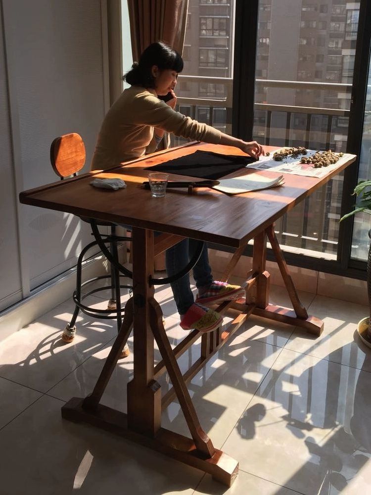 제도용 테이블 대형 설계 도면 원목 미술 드로잉 작업대 중형 120 x 60x90 아니요 - 상세 이미지 5