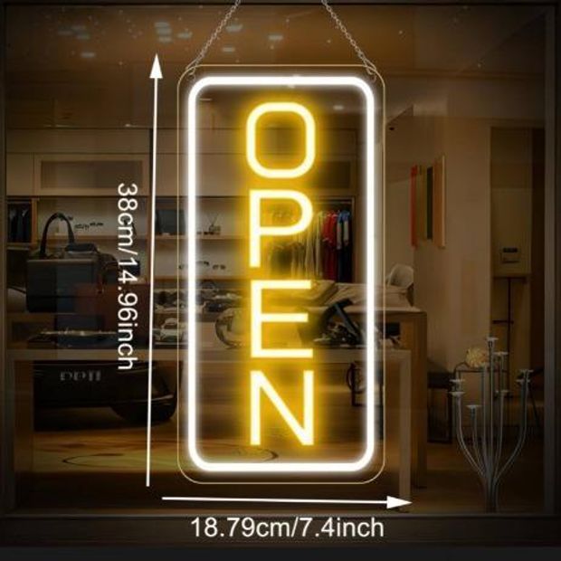 LED 네온 조명영업중 간판 가로형 오픈 웜화이트 40 x 20cm 플러그 5V USB 조광 - 상세 이미지 3
