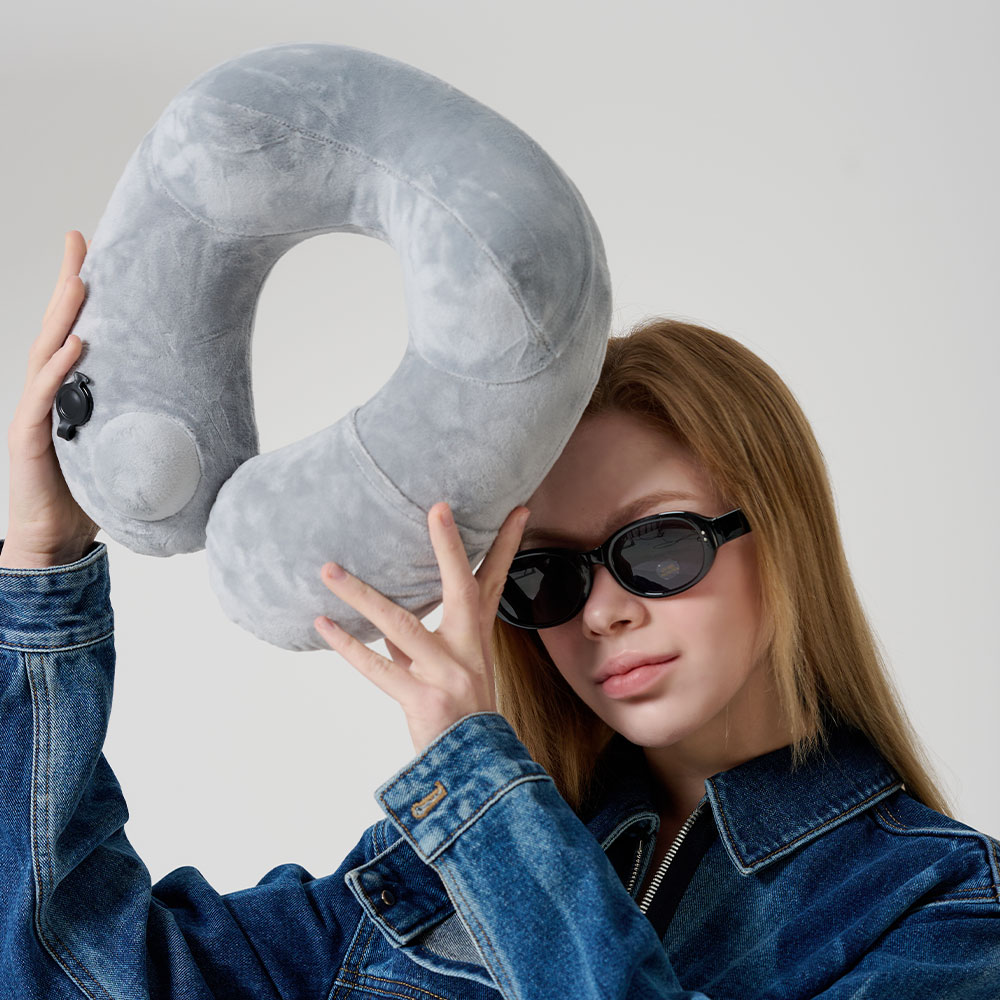 에어펌프 목베개 비행기 기내용 휴대용 H형 여행용 장거리