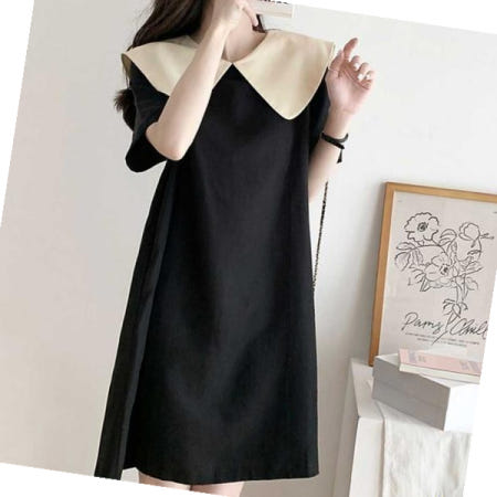 [나미나라]러블리원피스사이트 여자 상견례 룩 검정 반팔 원피스 단정한 소개팅 코디