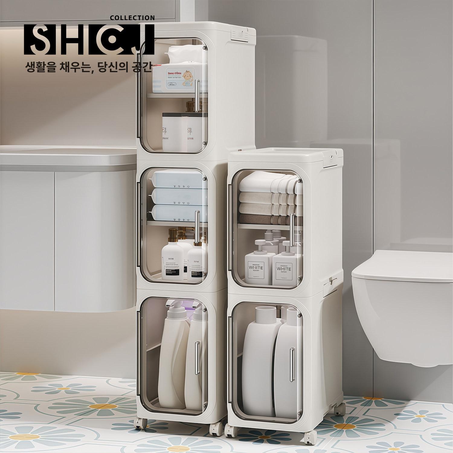 세탁기 옆 틈새수납장 슬라이딩 트롤리 세탁실 주방 정리 서랍장 - 상세 이미지 2