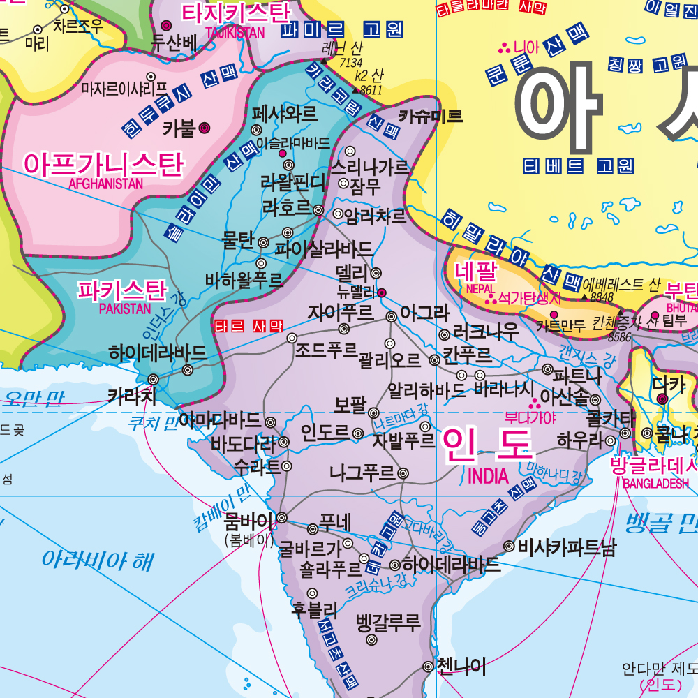 세계지도 100x68cm 국기 표기 대형 인테리어 지도 보기 이미지 2