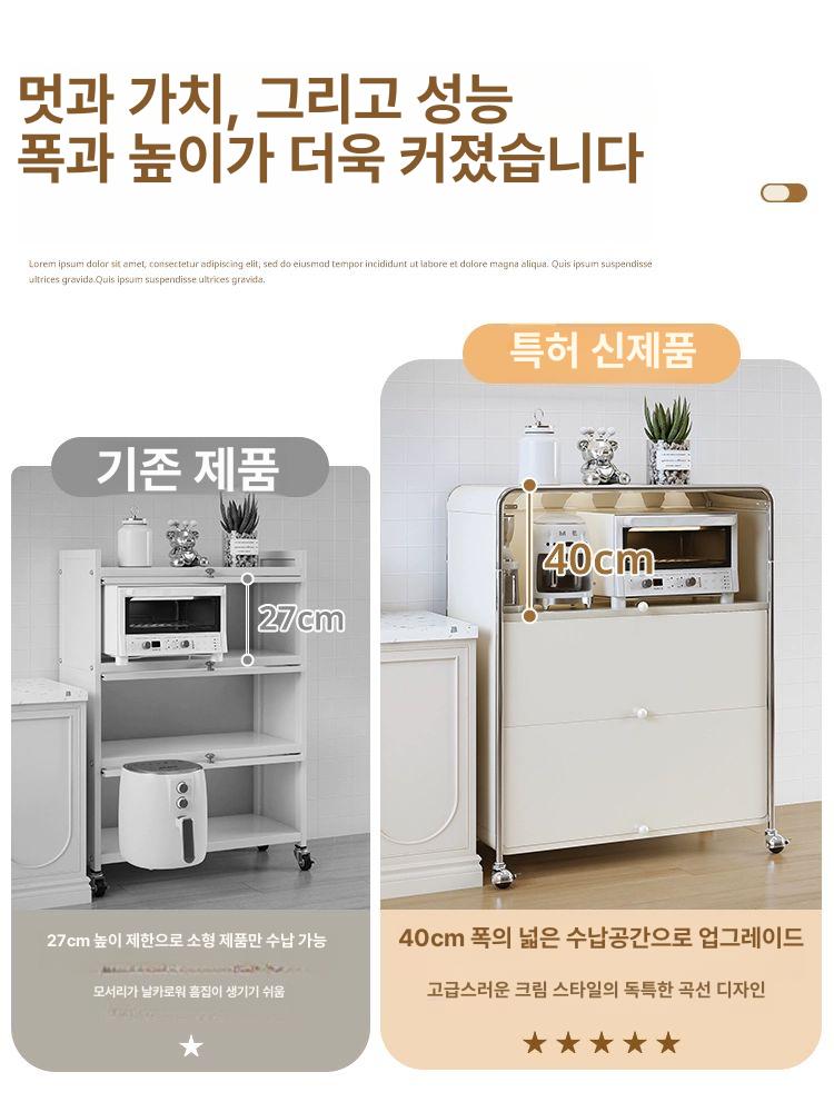 모던 주방 수납장 3층 높이 철제 캐비닛 x 길이 크림화이트 4도어 A - 상세 이미지 5