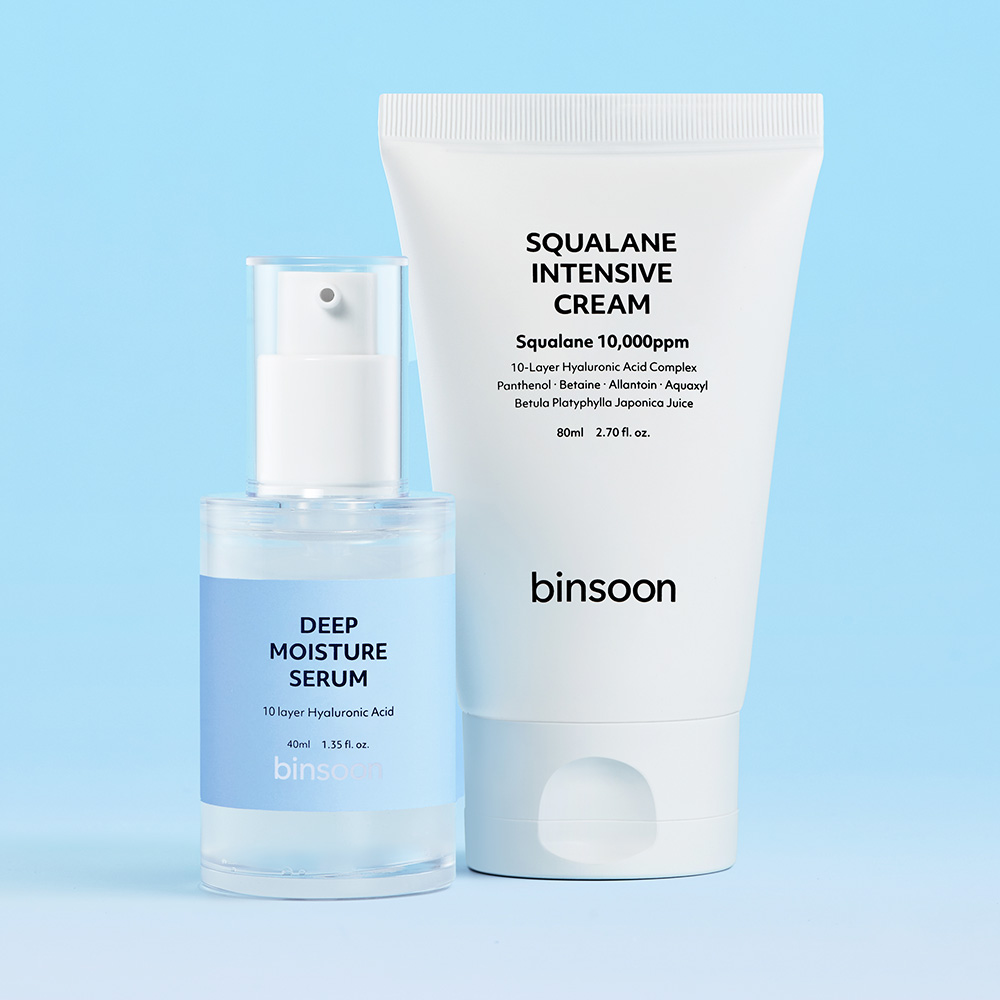 [2종세트] 빈순 히알루론산 자작나무 수분 세럼 40ml + 스쿠알란 판테놀 크림 80ml - 상품 이미지