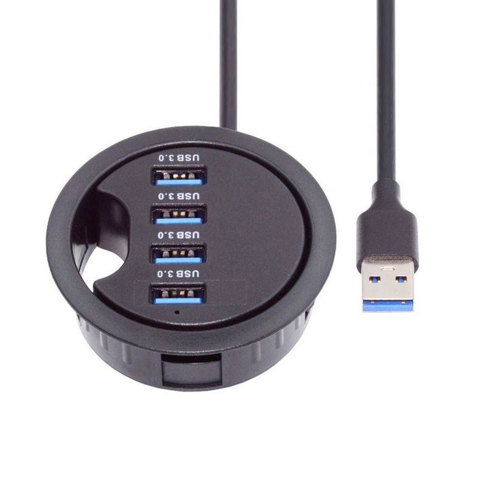 C타입 멀티 포트 고속 USB 3.0 허브 매립형 원형 플라스틱 데스크 그로밋 책상 타공 - 상세 이미지 2