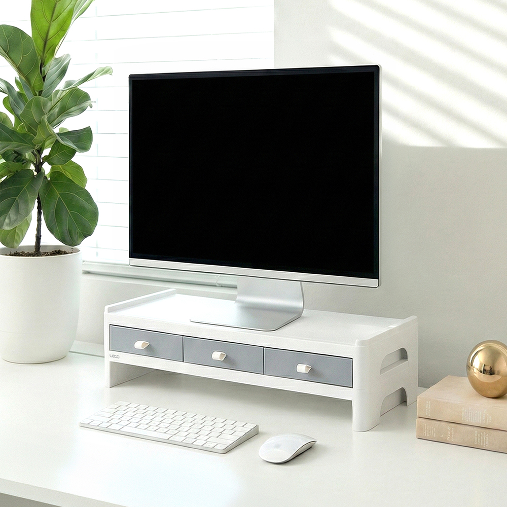 레토 서랍형 듀얼 모니터 받침대 스탠드 2단 LMS-DT08 제품 이미지