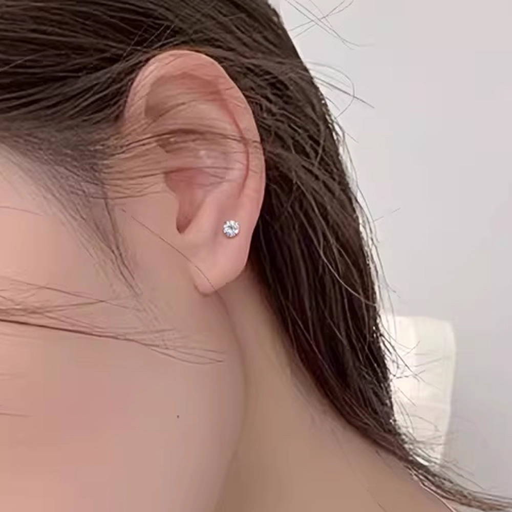 S999 3mm 큐빅 스터드 귀걸이 순은 미니 아르제아 - 상품 이미지