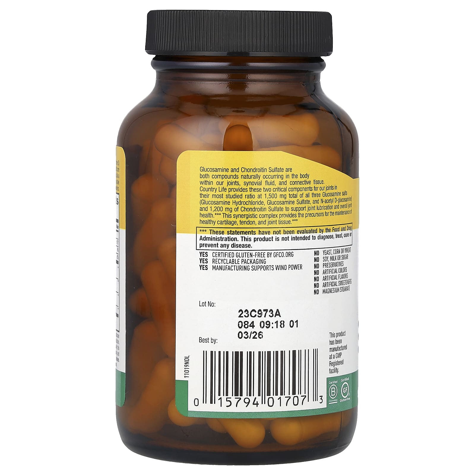 컨트리라이프 글루코사민 콘드로이친 1000mg 아세틸 콘드로이틴 90캡슐, 2개 - 상세 이미지 4