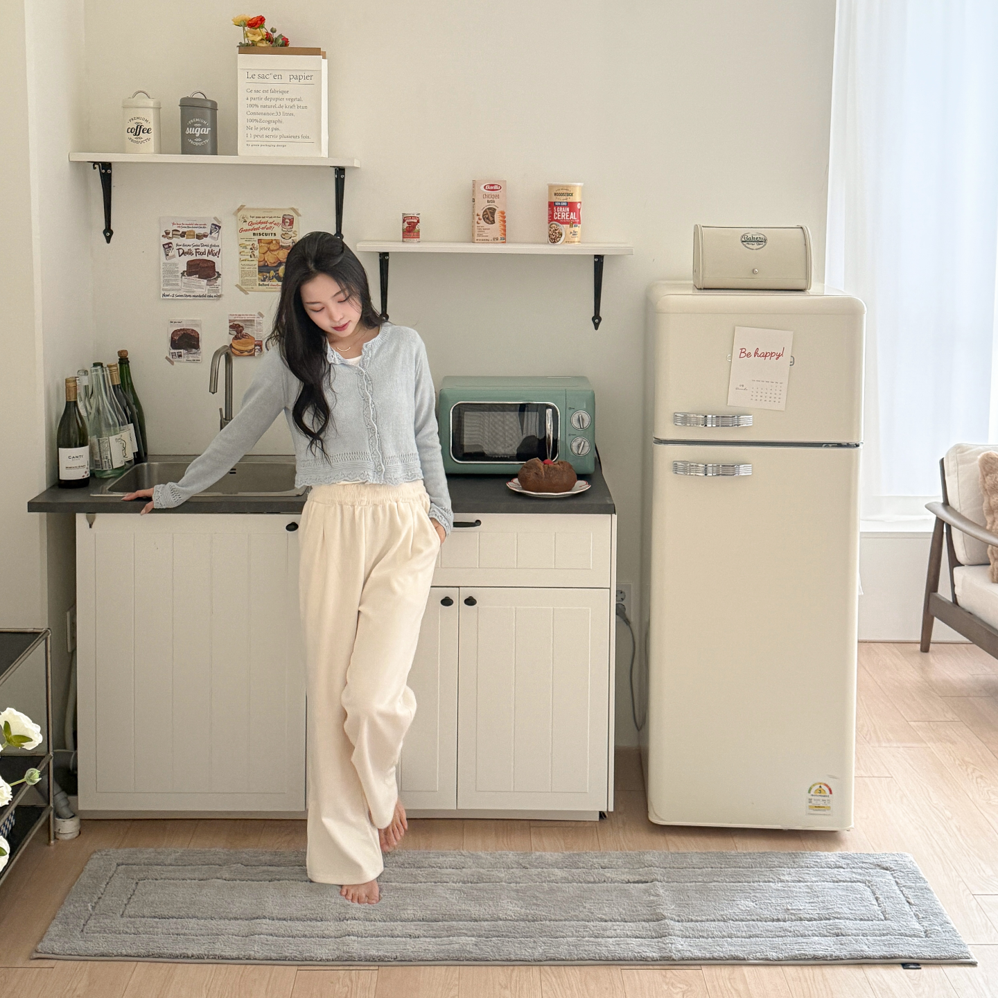 디아르 프리미엄 극세사 주방 매트 욕실 화장실 현관 침실 발매트 그레이, 50x210cm