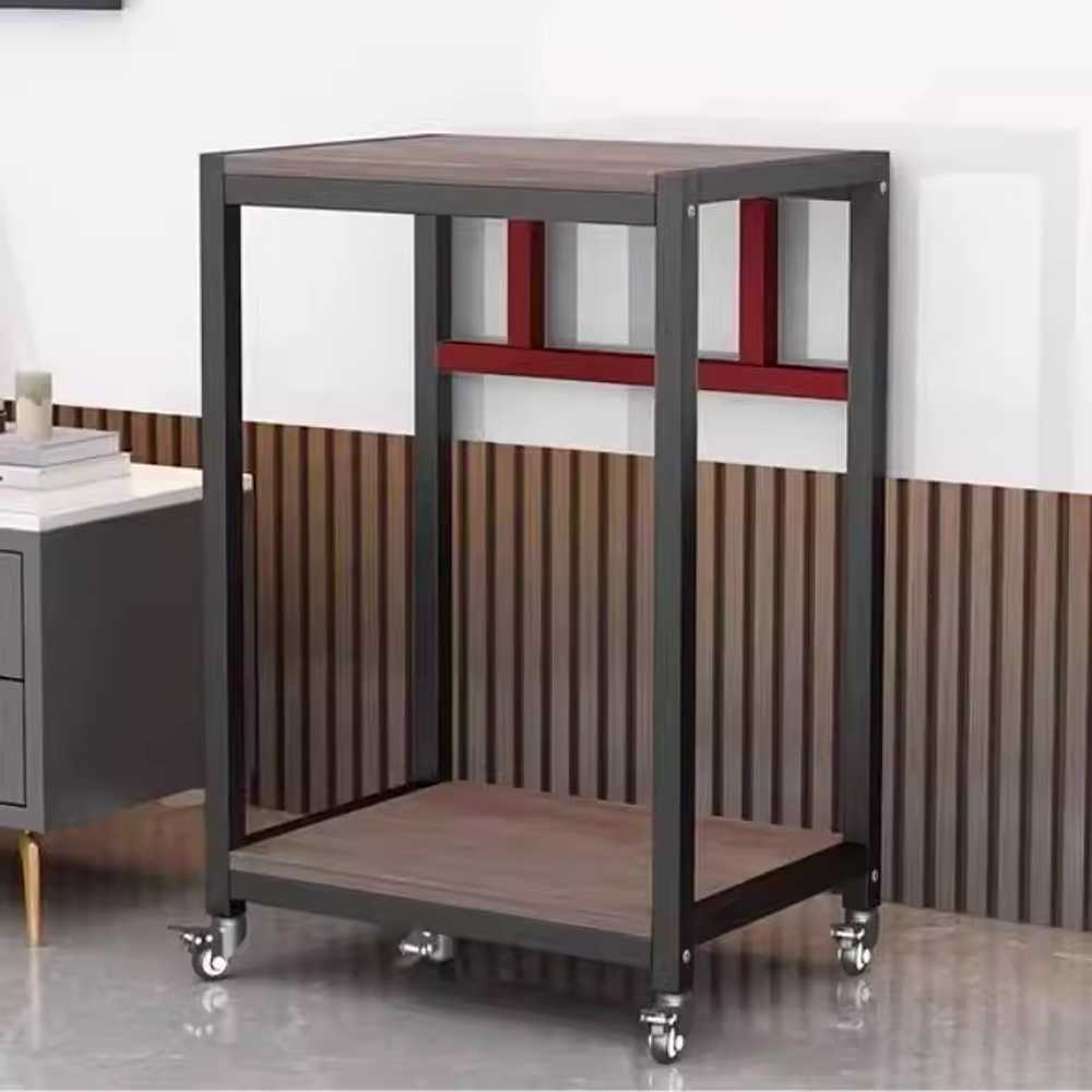 어항 테이블 받침대 캐비닛 강화 수족관 수조 철제 화이트+화이트 바퀴형 60x40cm 2단 - 상품 이미지