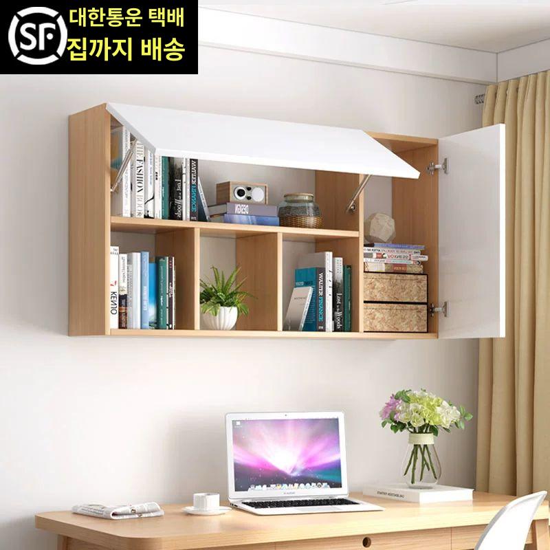 벽걸이 틈새 수납장 문 상부장 나무 벽장 스토리지 우드 100cm 내추럴우드프레임 A - 상세 이미지 2