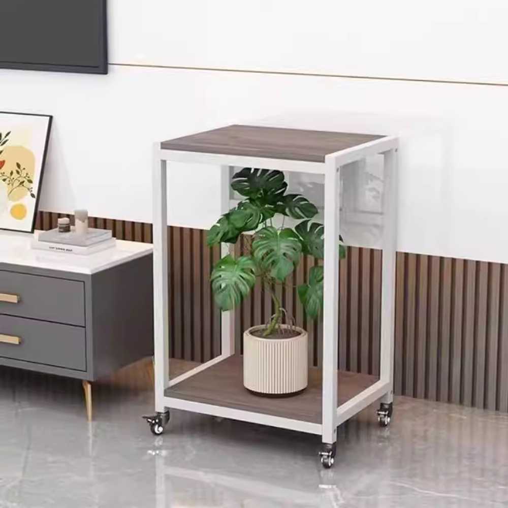 어항 테이블 받침대 캐비닛 강화 수족관 수조 철제 화이트+화이트 바퀴형 60x40cm 2단 - 상세 이미지 4