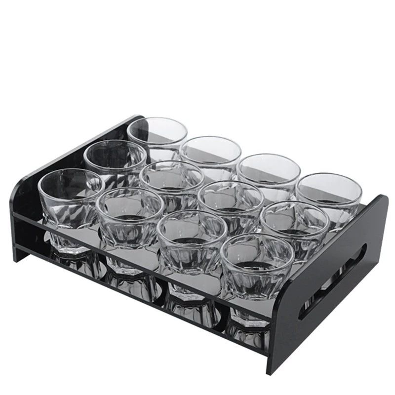 음료 보관대 스탠드 매장 맥주컵 거치대 물통 12헤드 블랙 H자형 구멍 5.8cm - 상품 이미지