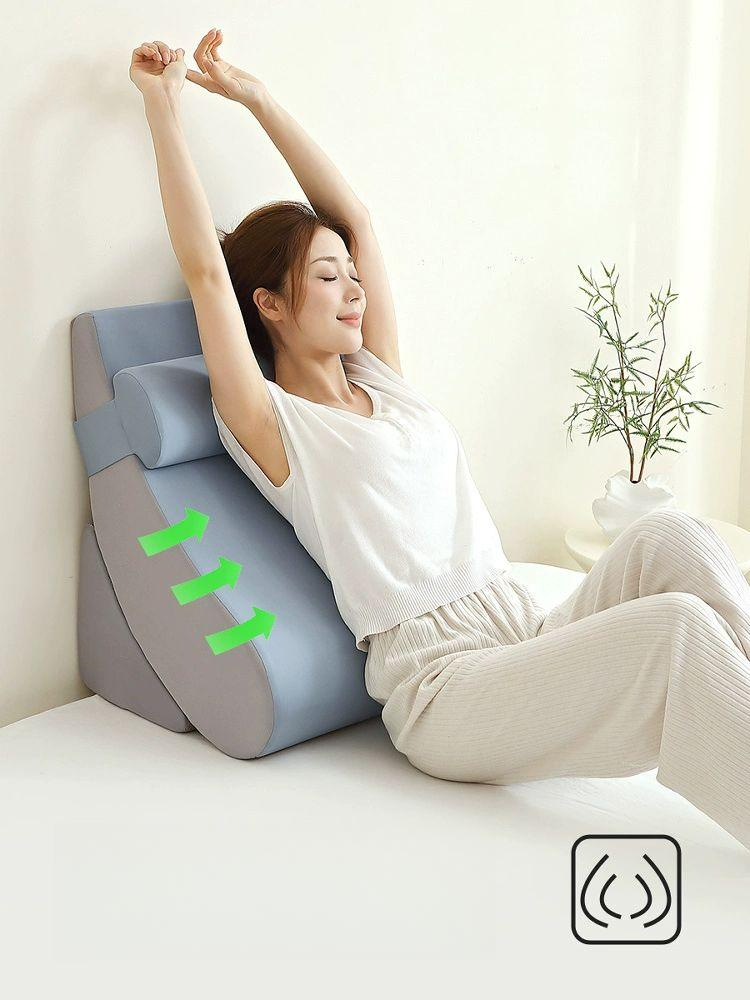 등받이 캐릭터 일체형 학생의자 쇼파 등받이쿠션 예쁜 플래그십 3개 블루그레이 각도 조절 가능 - 상품 이미지