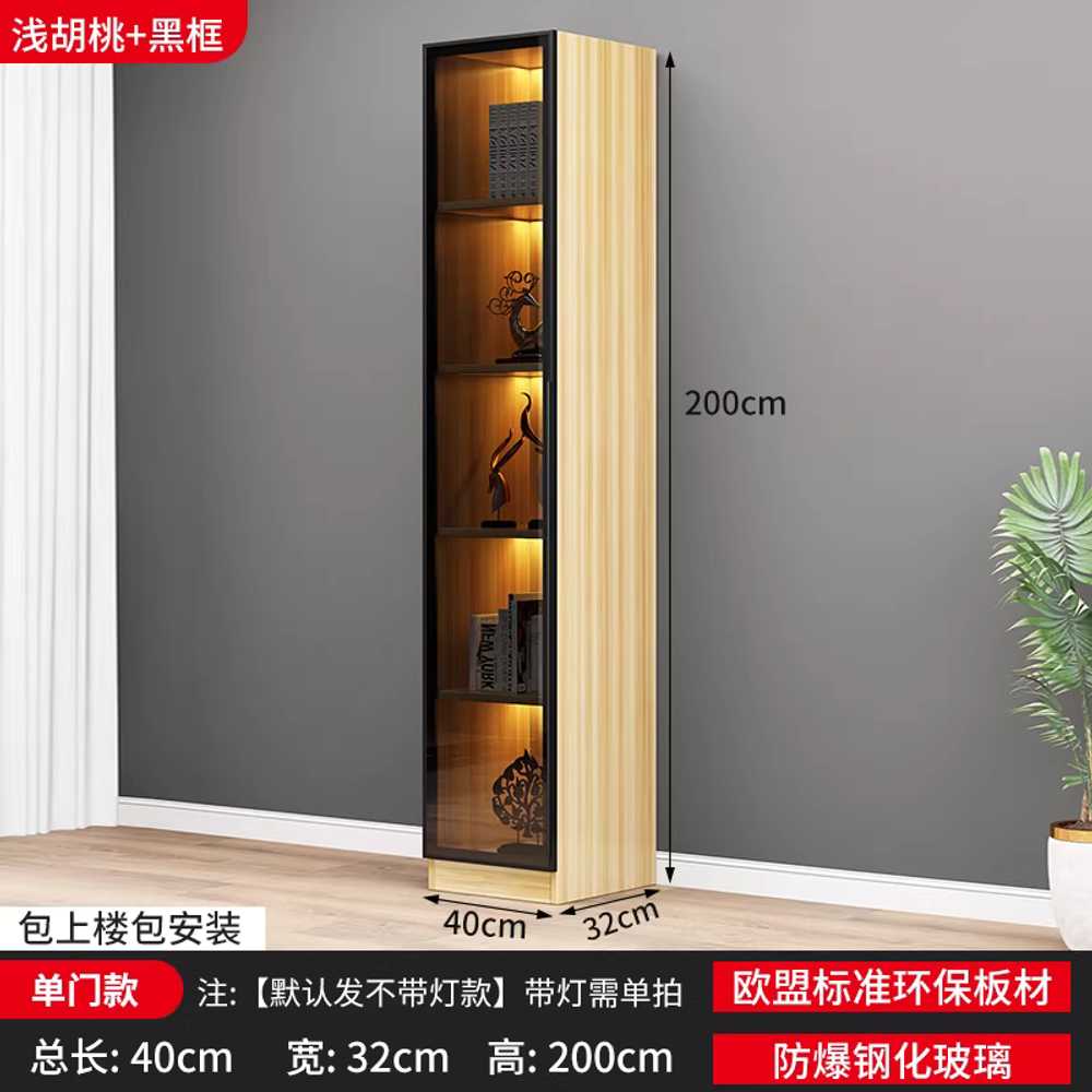 가방진열장 반투명 장식장 침실 드레스룸 쇼케이스 40x200cm 그레이 1도어 - 상세 이미지 5