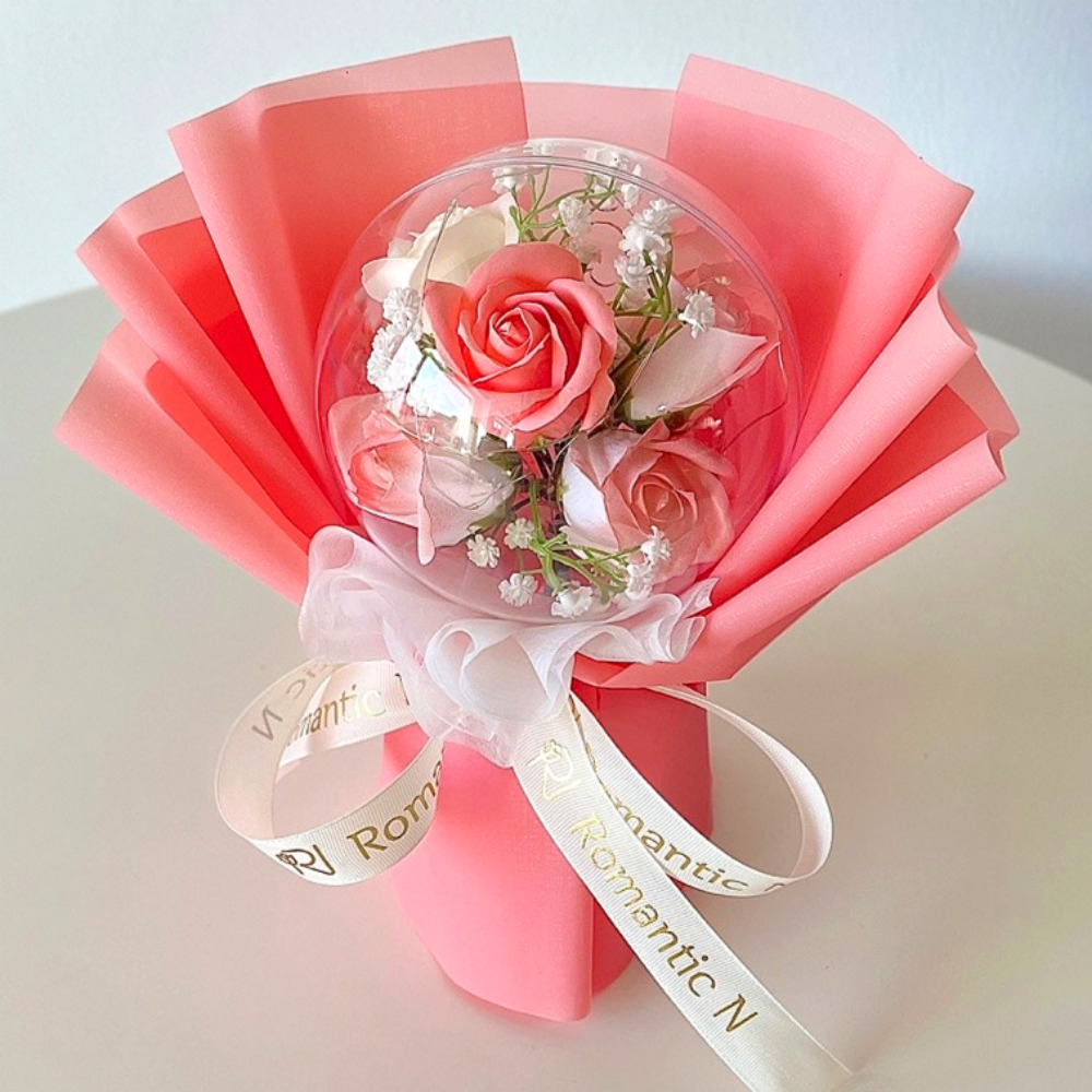 레터링풍선 LED 아크릴 풍선꽃다발 코랄핑크 꽃다발형 일반 제품 이미지