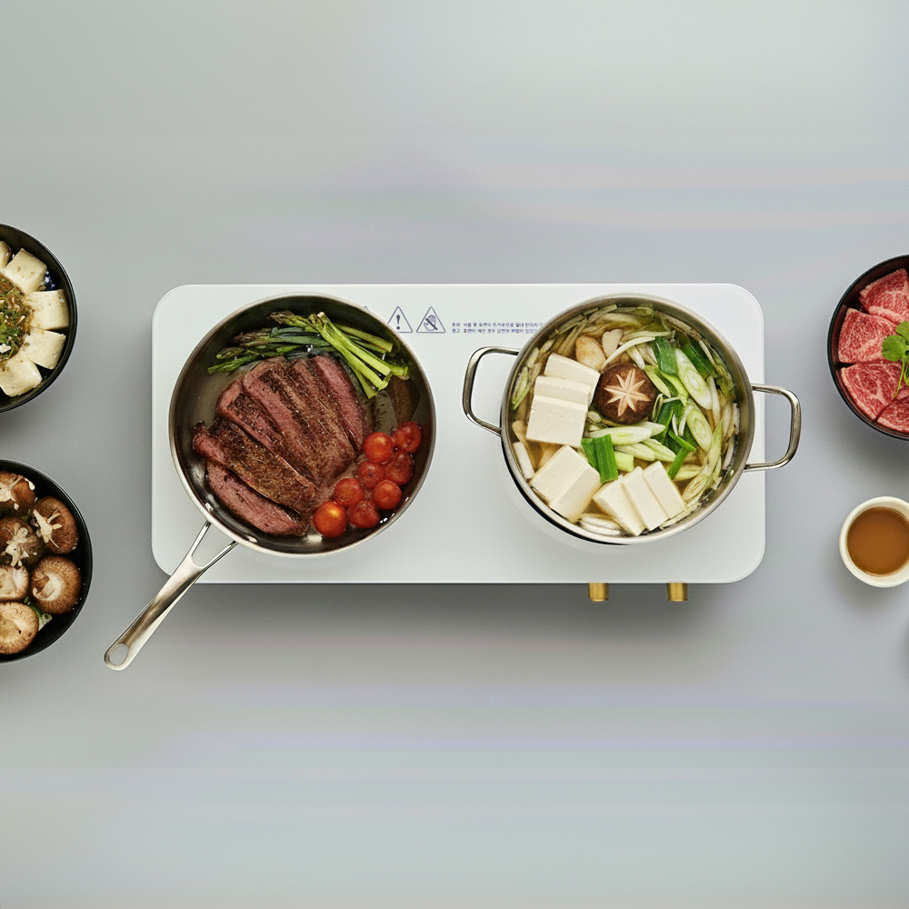 신일 2구 인덕션 전기 레인지 프리스탠딩 이동식 식탁용 휴대용 화이트 - 상세 이미지 2