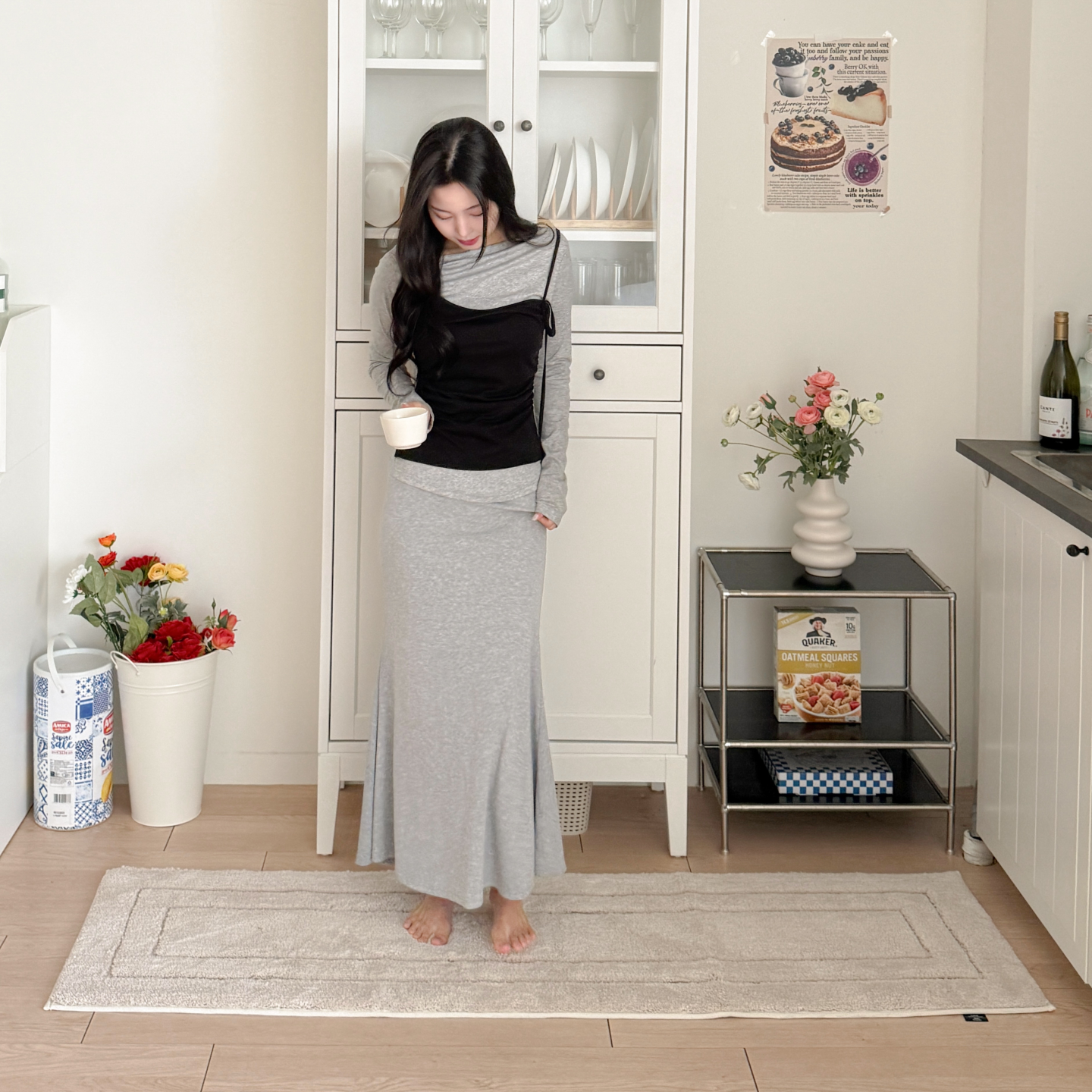 디아르 프리미엄 극세사 주방 매트 욕실 화장실 현관 침실 발매트 아이보리, 50x180cm