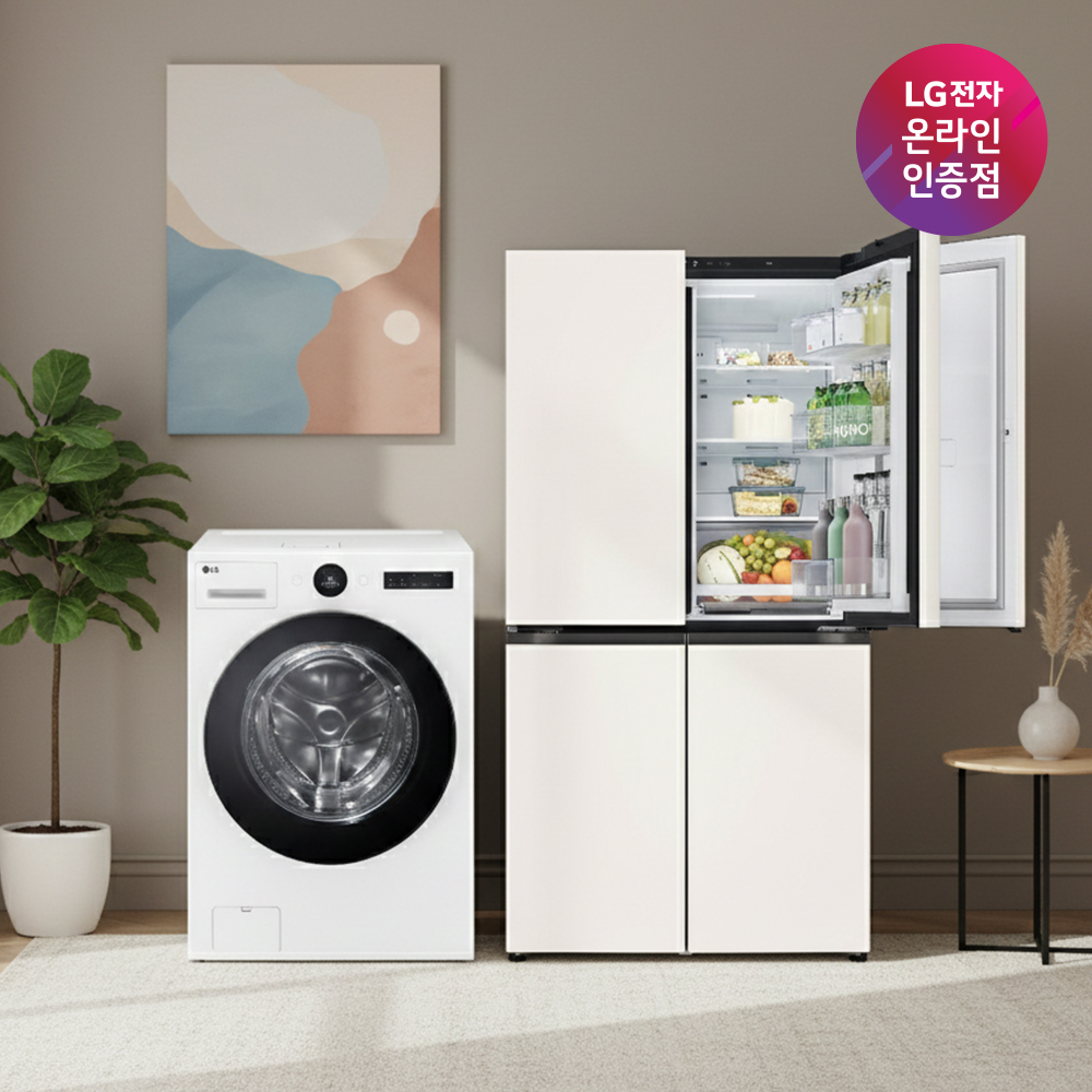LG 디오스 AI 오브제컬렉션 매직스페이스 냉장고 + LG 트롬 워시콤보 세트 (T876MEE111 + FH25WA) 상품 이미지