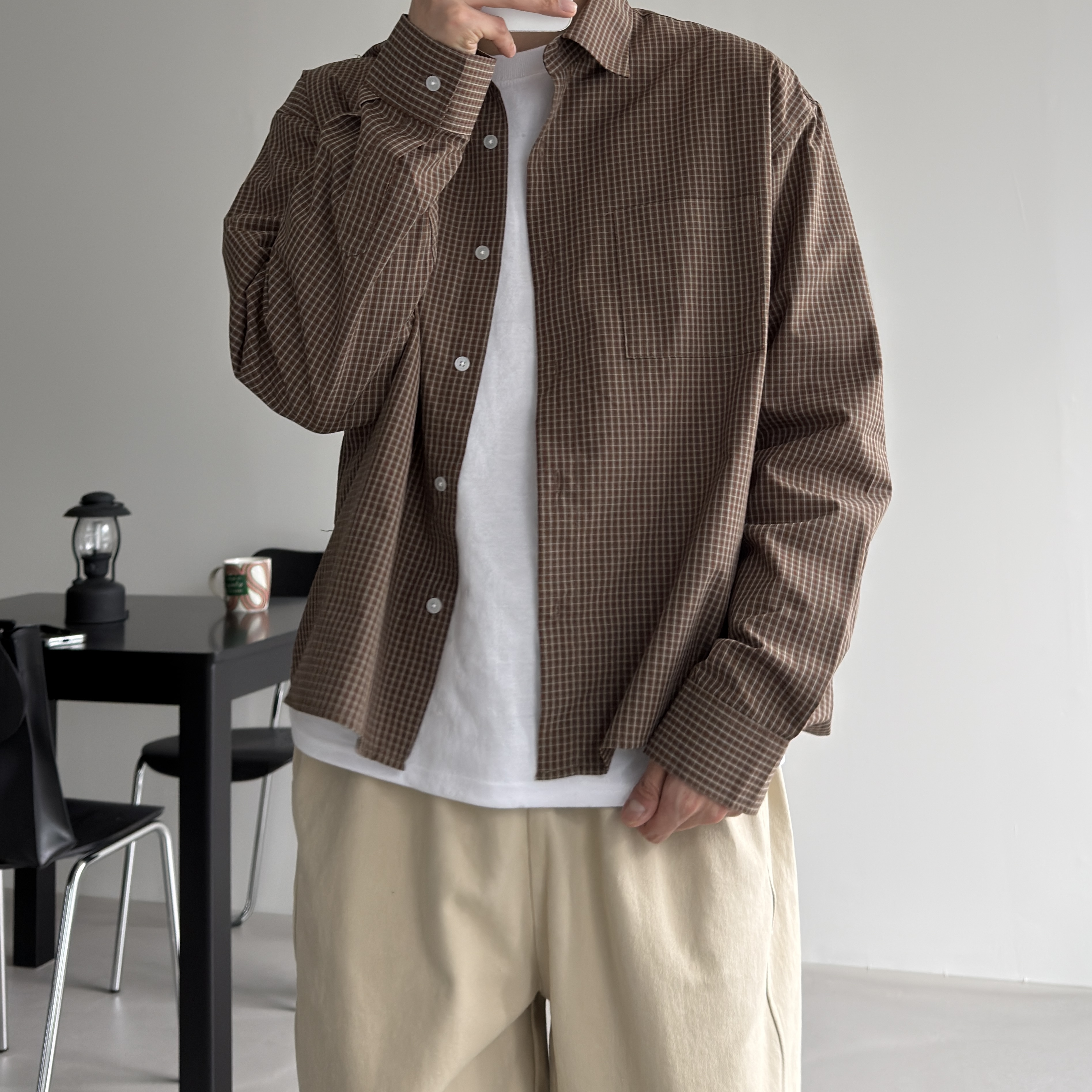남자크롭셔츠 남자체크셔츠 이미지 8