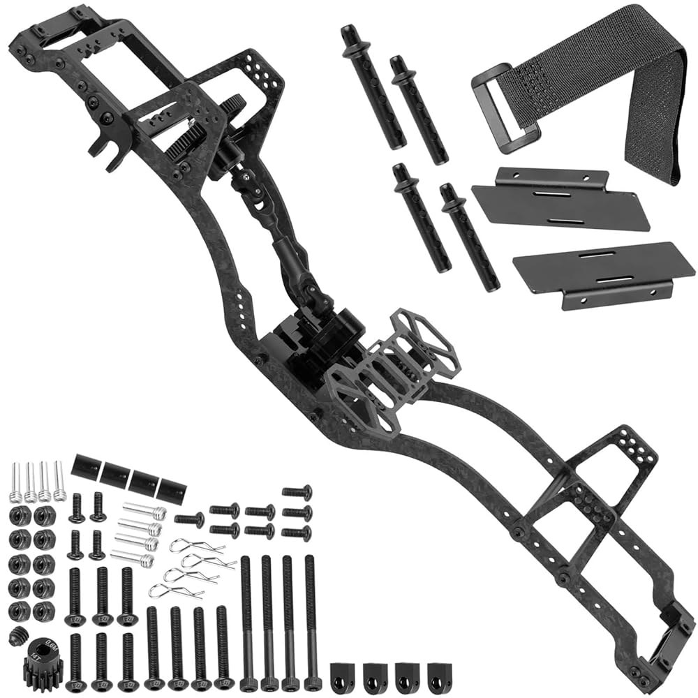 BRCatWPark RC 탄소 섬유 LCG 프레임 1.9 바디 DIY 전면 SCX10 장착 빌드 기타 UTB 마운트 브레이스, II 키트, 및 1/10 Capra 변속기 블랙 부품 - 상품 이미지