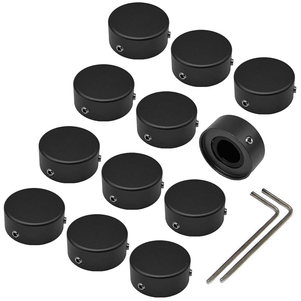SOLUTEK Footswitch 토퍼 기타 페달 1cm(3/8인치)에 포함, 정확도 편안함, 향상, 일반 나사 버튼 BUTTONS 캡, 블랙 세트 직경 피팅 및 3개의 12개 - 상품 이미지