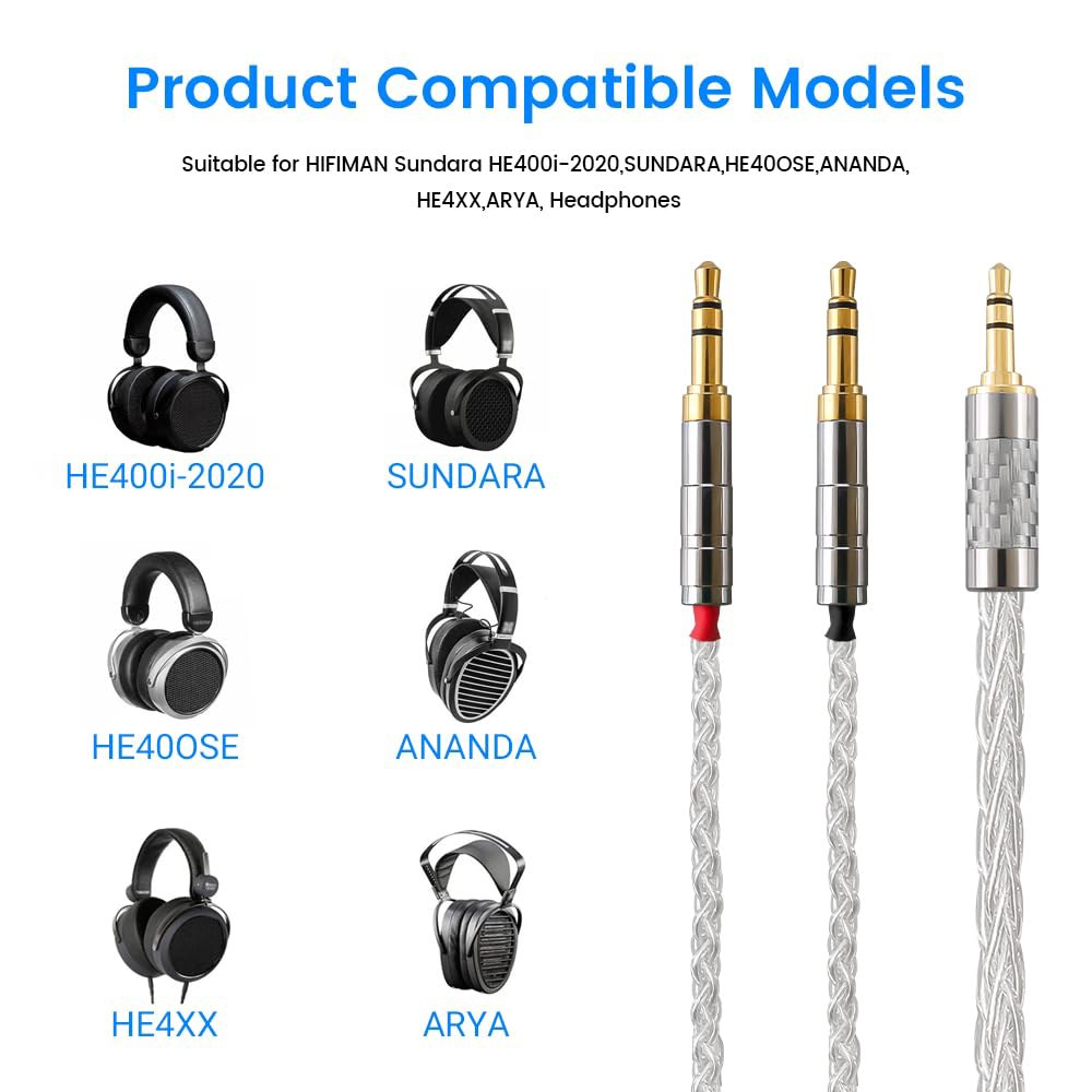 Tirstrup 3.5mm 헤드폰 케이블 1.2m, Hifiman Ananda, Sundara, Arya, HE400SE, Deva-Pro 헤드폰, 기타 오디오 장비와 호환되는 - 상세 이미지 2