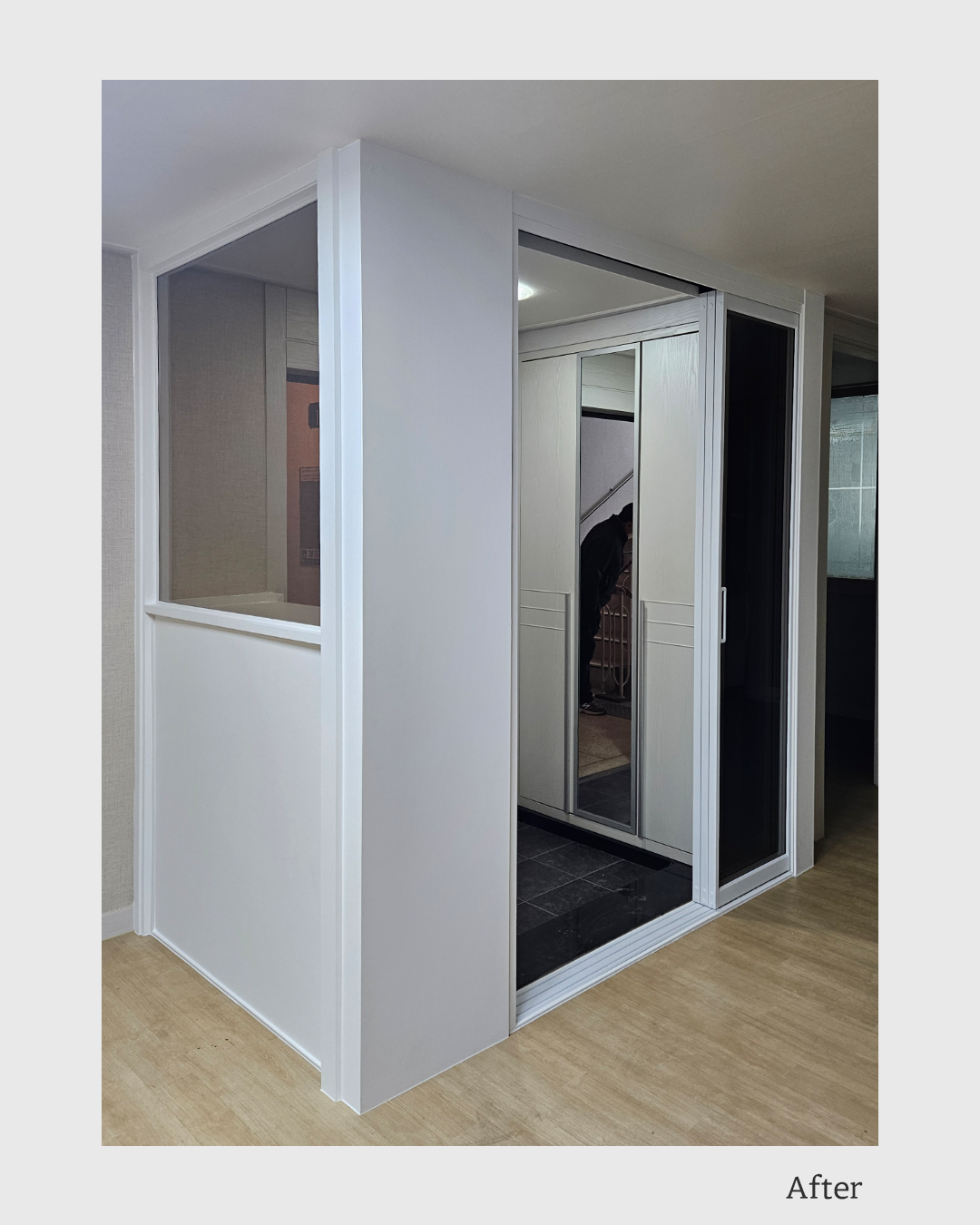 현관인테리어 ㄱ자중문 3연동 파티션중문 원슬라이딩파티션